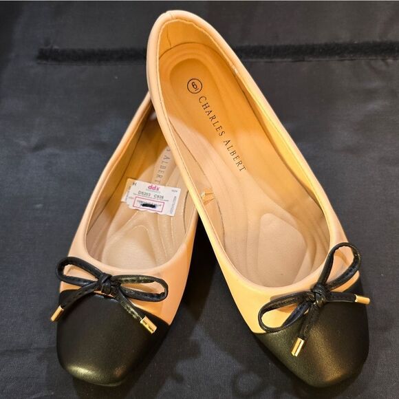 BRAND NEW CHARLES ALBERT TWO TONE BALLET BOWNOT FLAT SHOE - Picture 10 of 16
